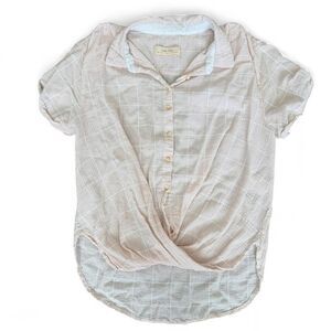 Isabella Sinclair Anthropologie Pink Plaid Button Blouse Size L